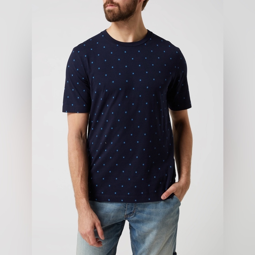 SCOTCH & SODA Navy Allover Muster Print T-shirt Cotton Crew Neck - Large